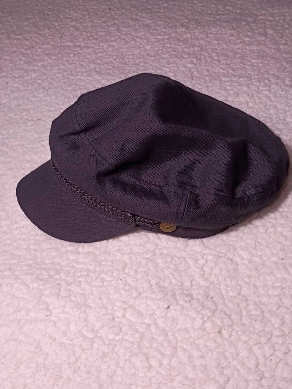 Brixton Black Baker Boy Cap with Braided Trim